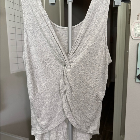 Carly Jean Los Angeles Gray Asymmetrical Tie back Tank Top - Picture 1 of 5